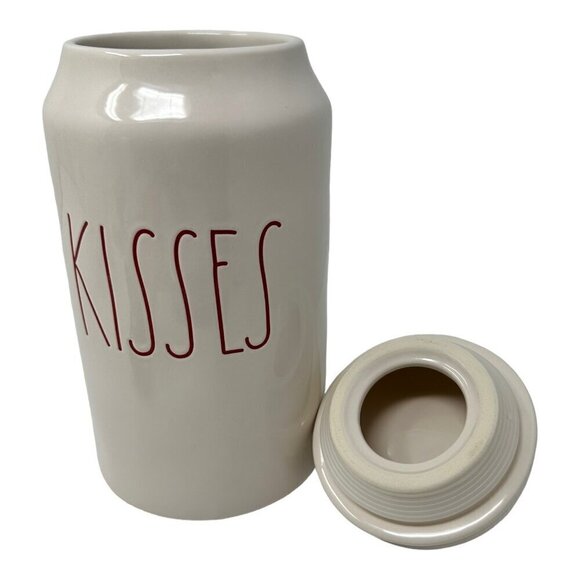 Rae Dunn KISSES Ceramic Canister 9in Tall Magenta Valentines Day Love Holiday - Picture 9 of 11